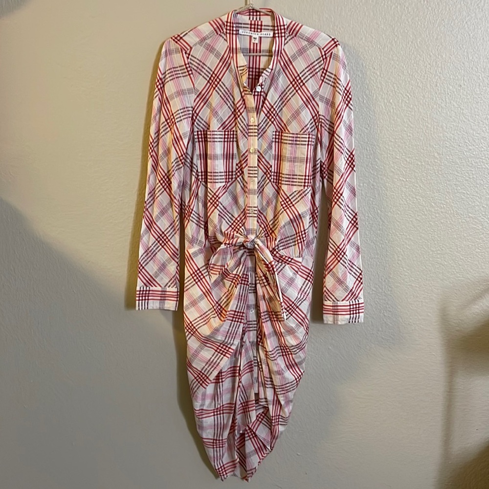 Veronica Beard Red and White Plaid Dress